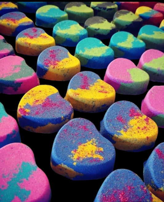 I HEART YOU! Multicolour Foaming Bathbomb Hearts (Pack of 2 )